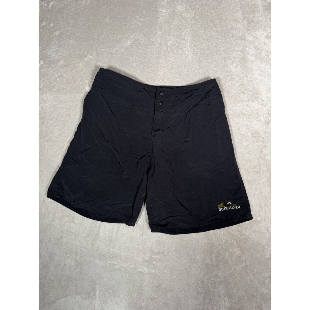 Vintage Quiksilver Boardshorts Swim Trunks Size 33 Black Nylon Hong Kong 90s Y2K